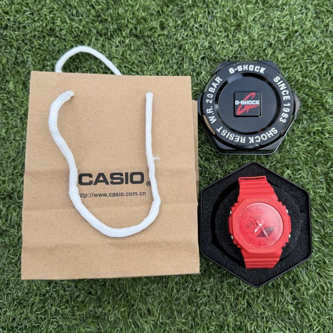 Casio G-SHOCK Red Resin Analog-Digital Quartz Shock Resistant 200m w/ Box