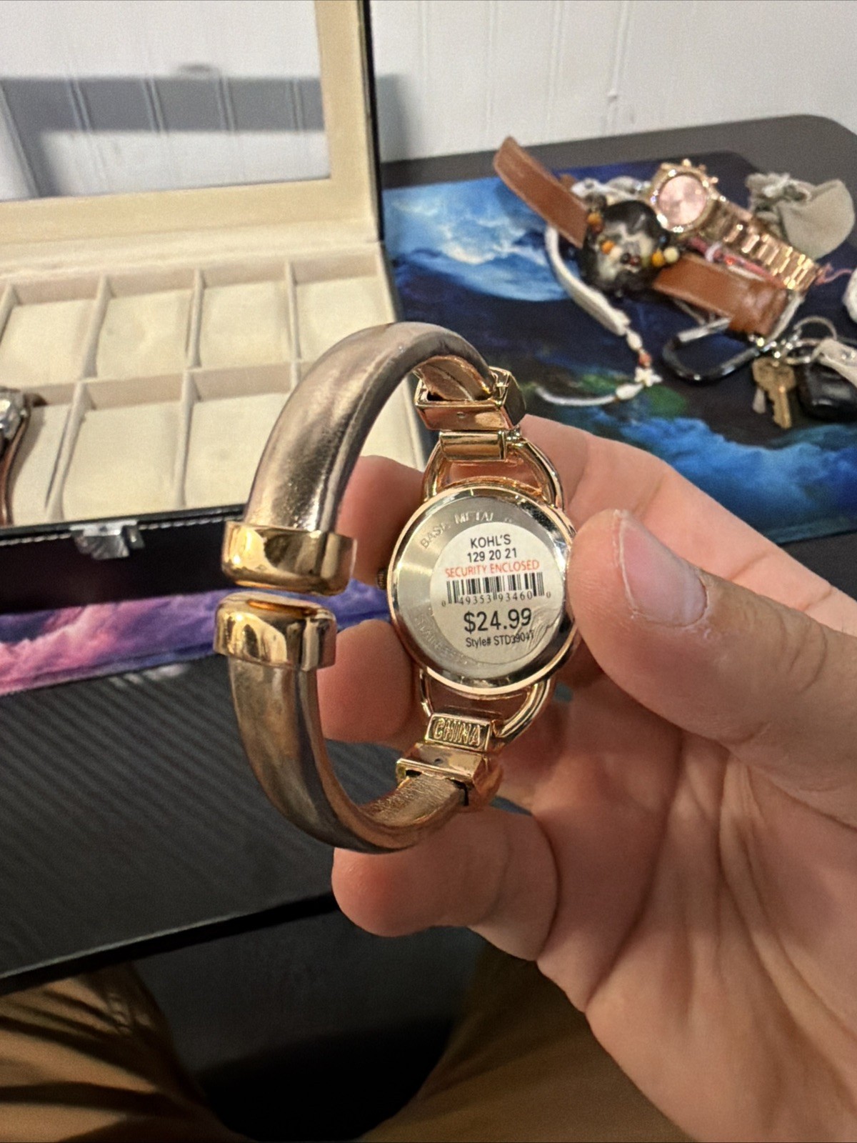 Studio Time Women’s Quartz Analog Watch Rose Gold Bangle Band Silver Dial