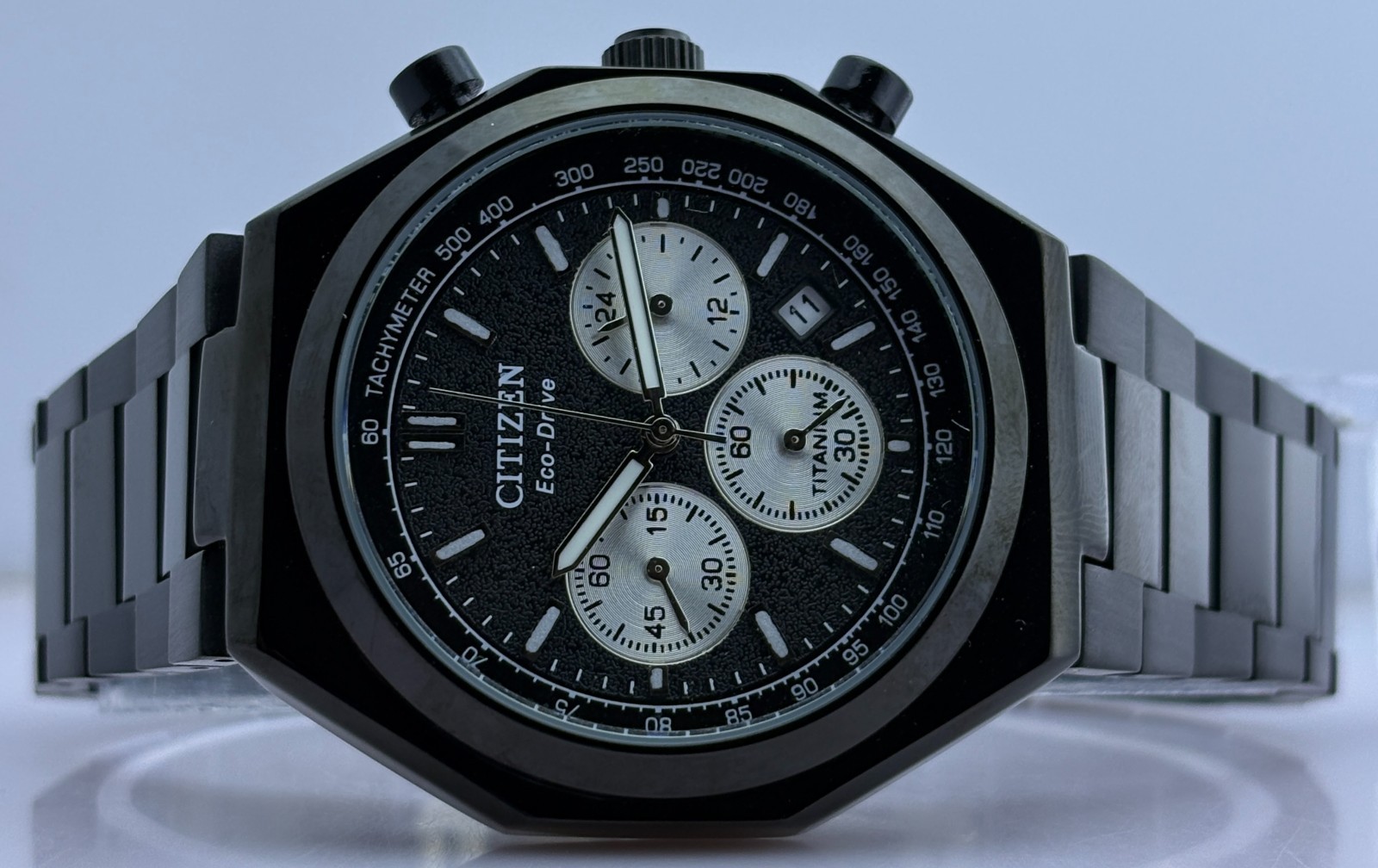Refurbished Citizen Eco-Drive Chrono Quartz Black Dial Sub-Sec/Date Wristwatch