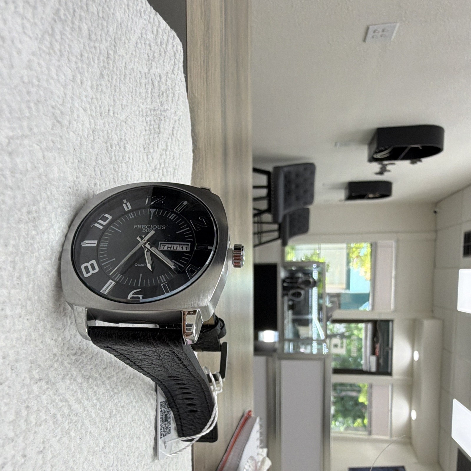 Precious Duke Men’s Quartz Day/Date Wristwatch Black Dial Silver Case 40-43.9mm