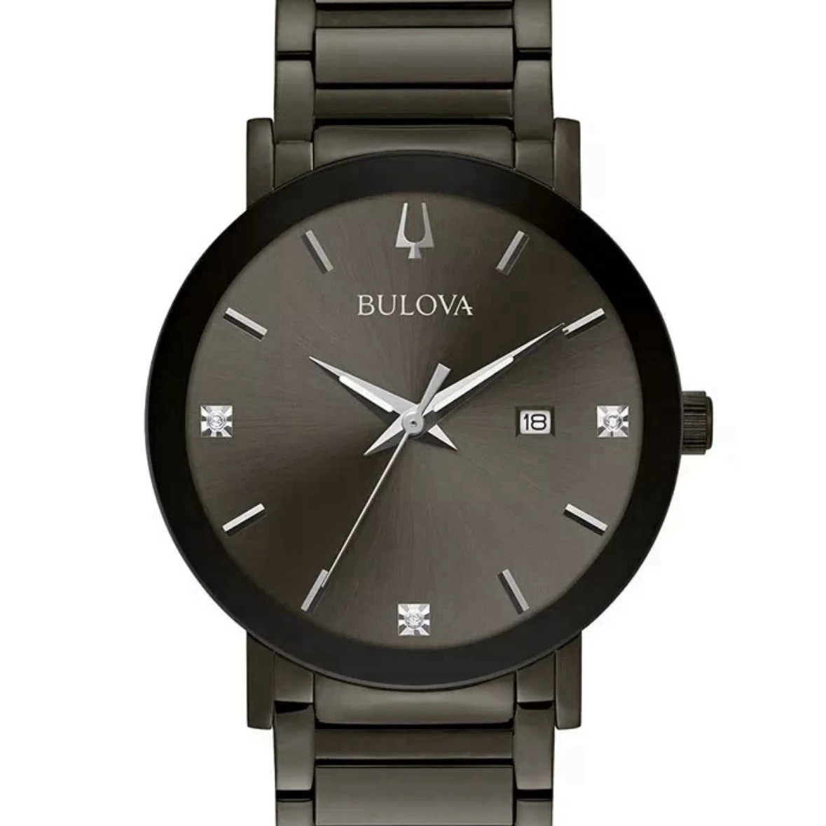 Bulova Millennia Gray Sunburst Diamond Dial Stainless Men’s 42mm Watch 98D158