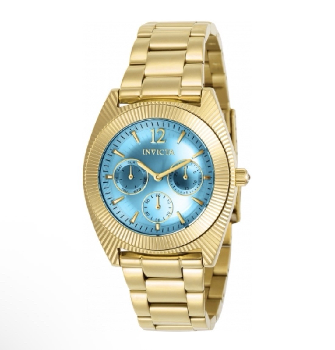 2016 VAULTED Invicta Angel Women’s Watch 23753 Gold SS Light Blue Dial Quartz
