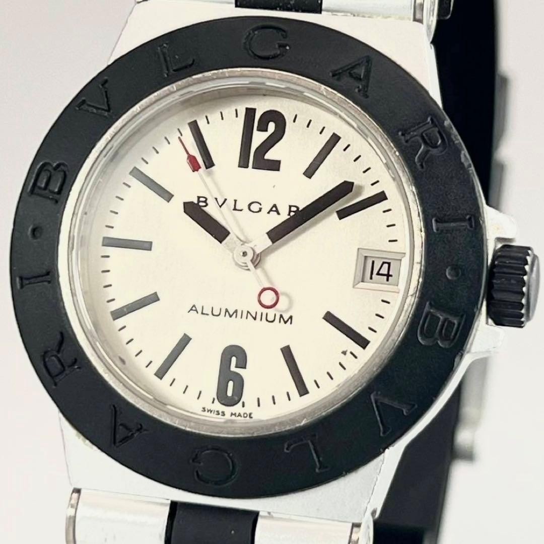 Bvlgari Aluminum AL32TA Quartz White Dial Boys Watch Japan 0714518