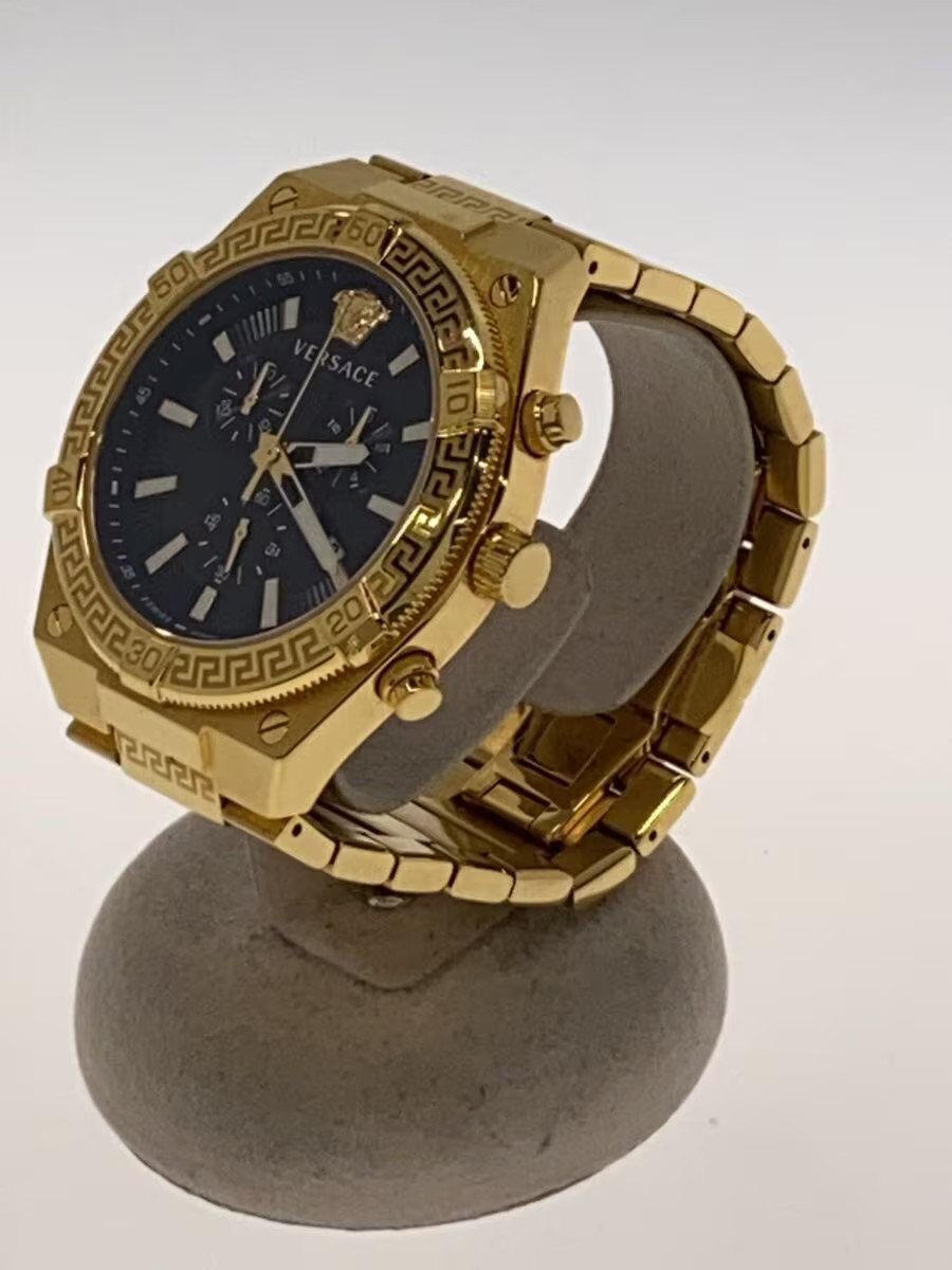 [B1S] Versace Hellenyium VESO00922 Black Gold Stainless Quartz Watch [g7v]