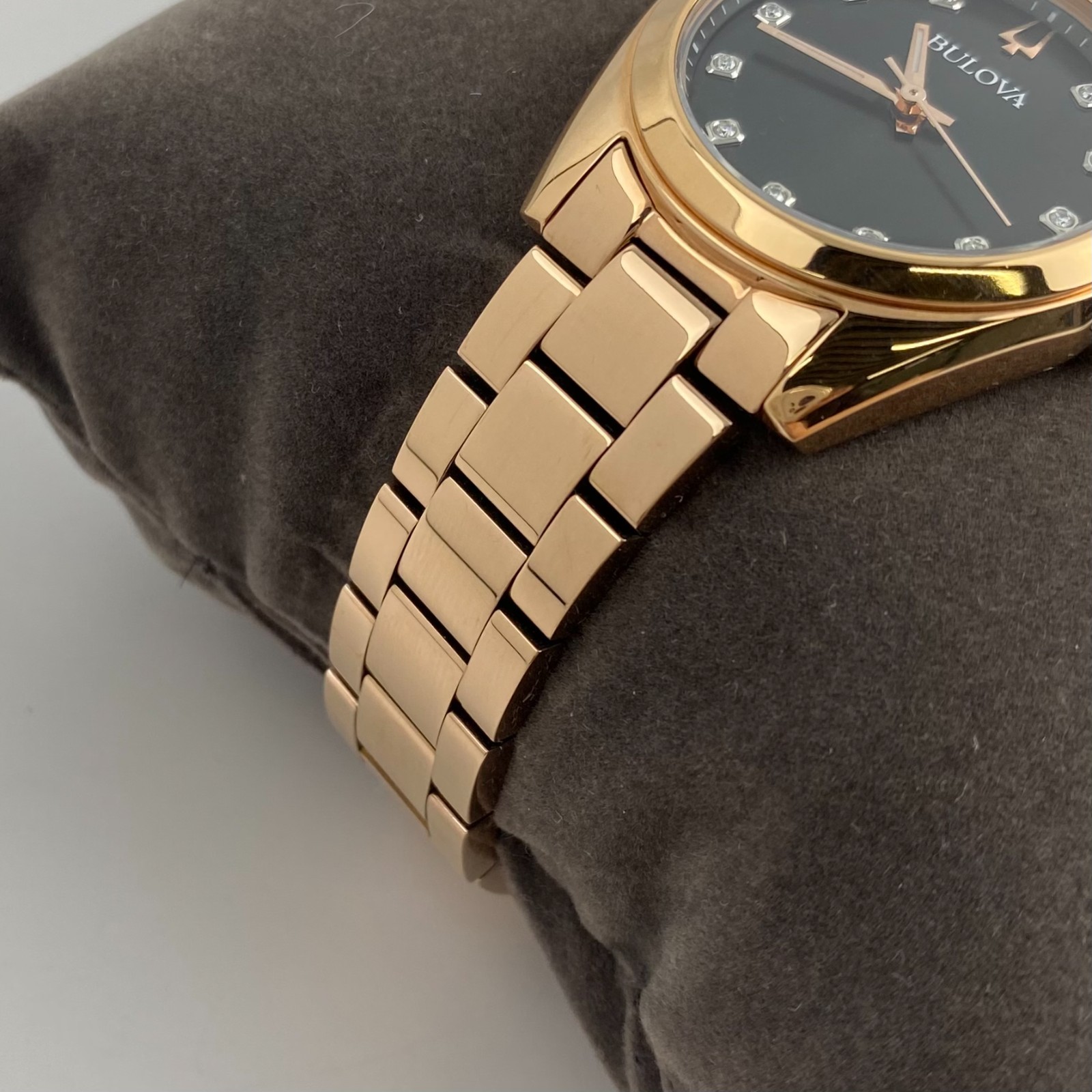 Bulova Surveyor 97P156 Grey Dial Diamond Rose Gold Women’s Stainless Watch