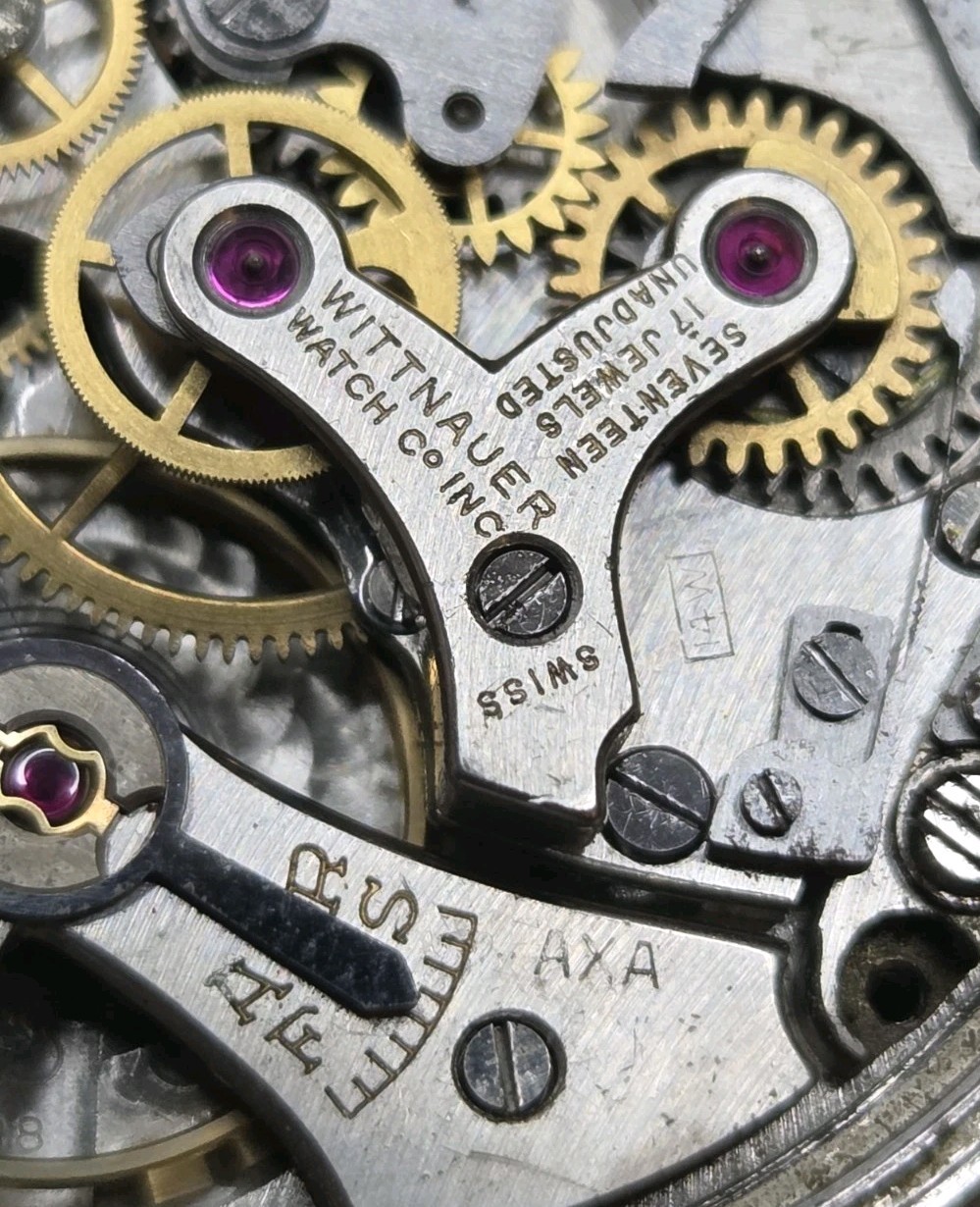 Vtg 1950s Wittnauer 36mm SS Case Two Register Chronograph Original Dial Watch