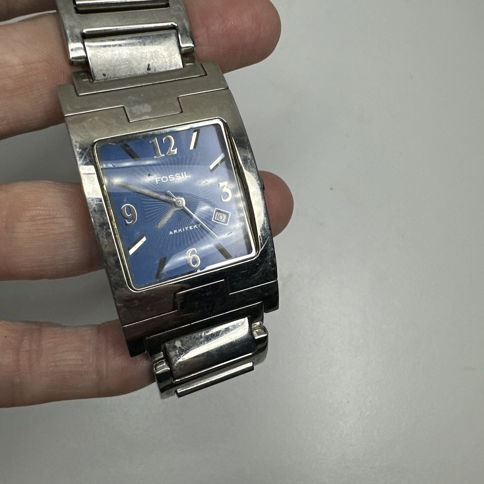 Fossil Men’s UNTESTED Arkitekt Quartz Watch FS-2891 Blue Dial Water Resist 50m