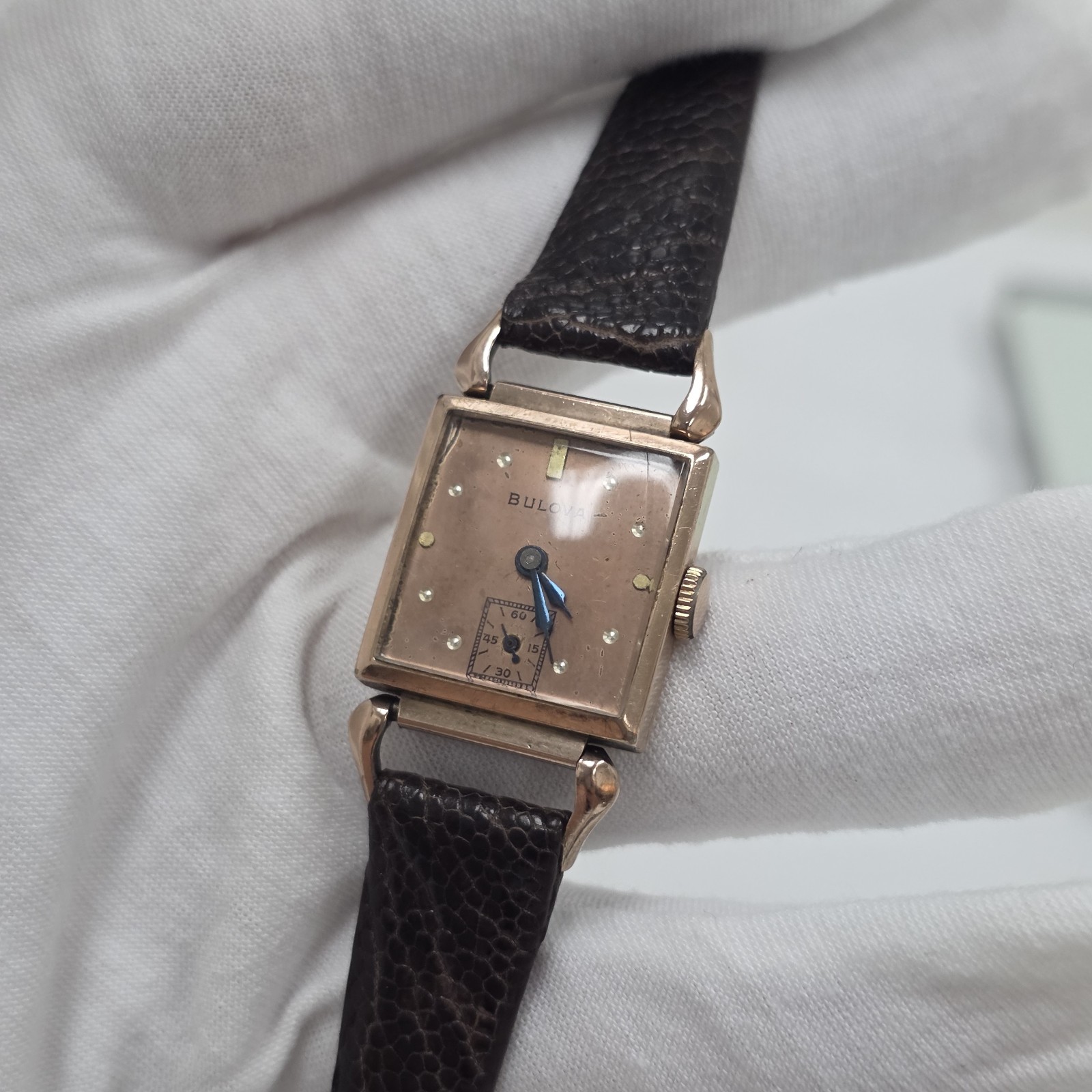 Vintage Men’s Bulova Rare Conrad Drivers Watch 14K Rose Gold Filled 17J 8AE Runs