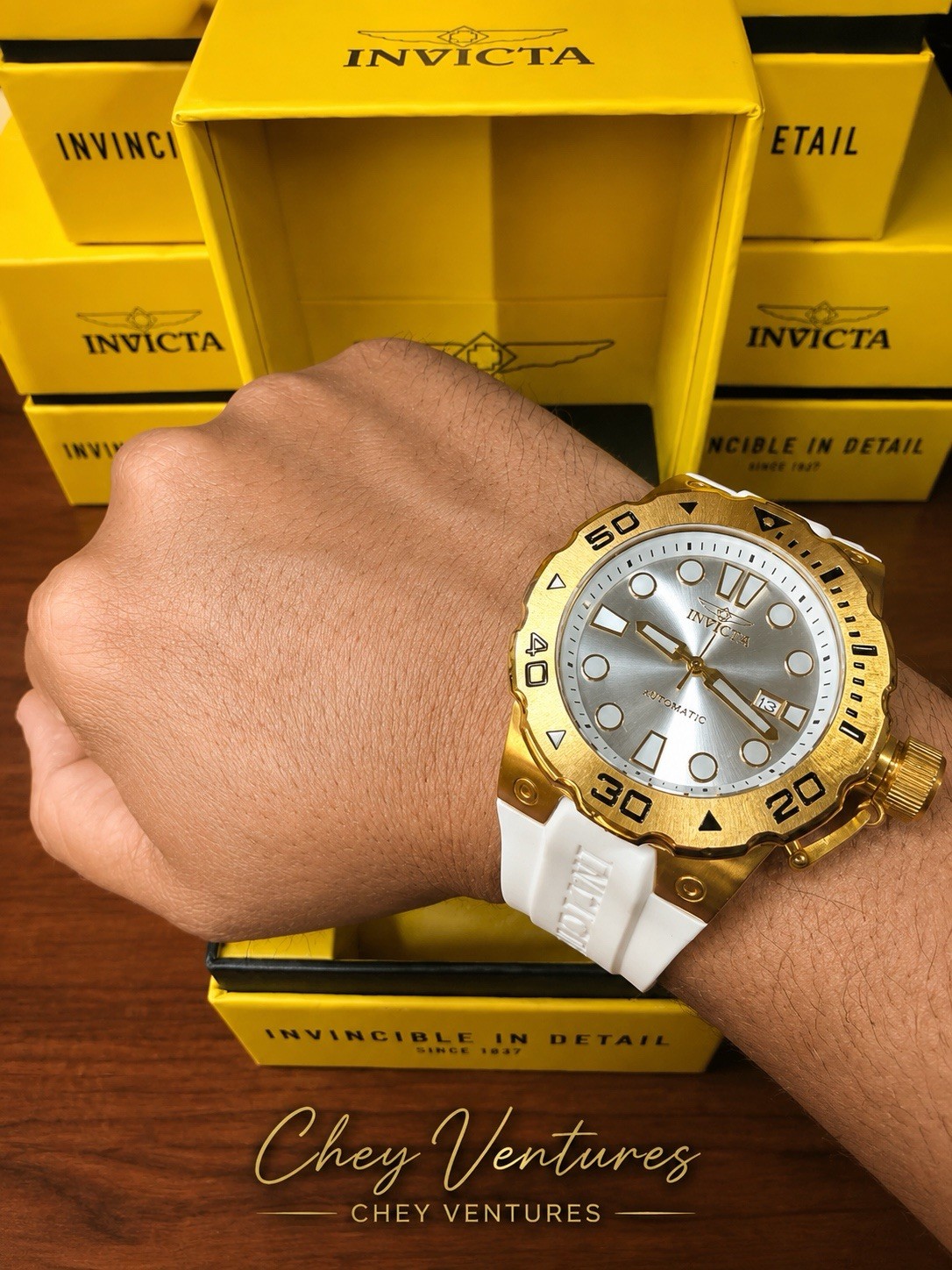 RARE 51mm Invicta Pro Diver Automatic Watch 36989 Gold White NH35A