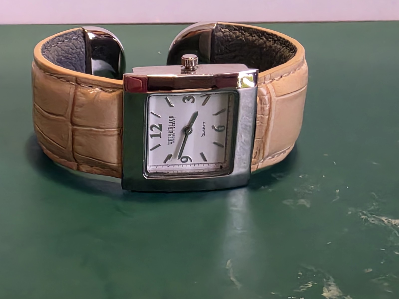 White Black House of Market Women’s Quartz Rectangle Watch Beige Leather Strap