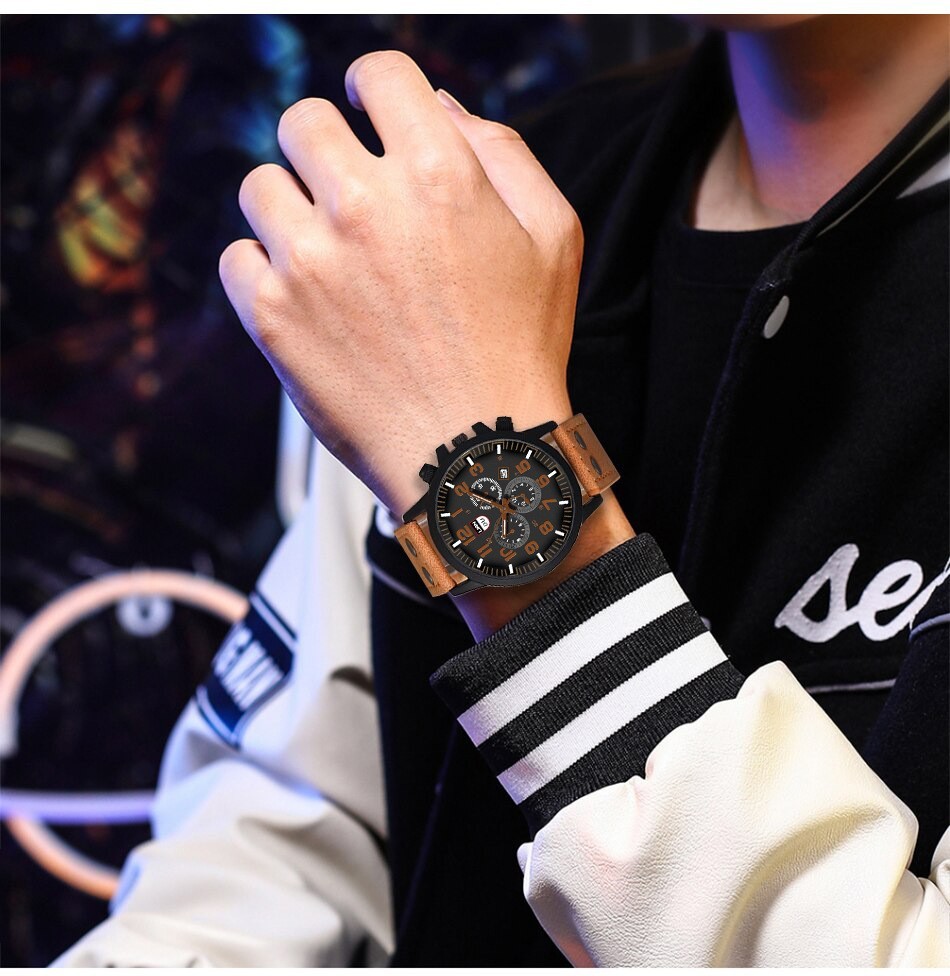 Mens Quartz Watch Luxury Analog Auto Date Business Casual Military Watch