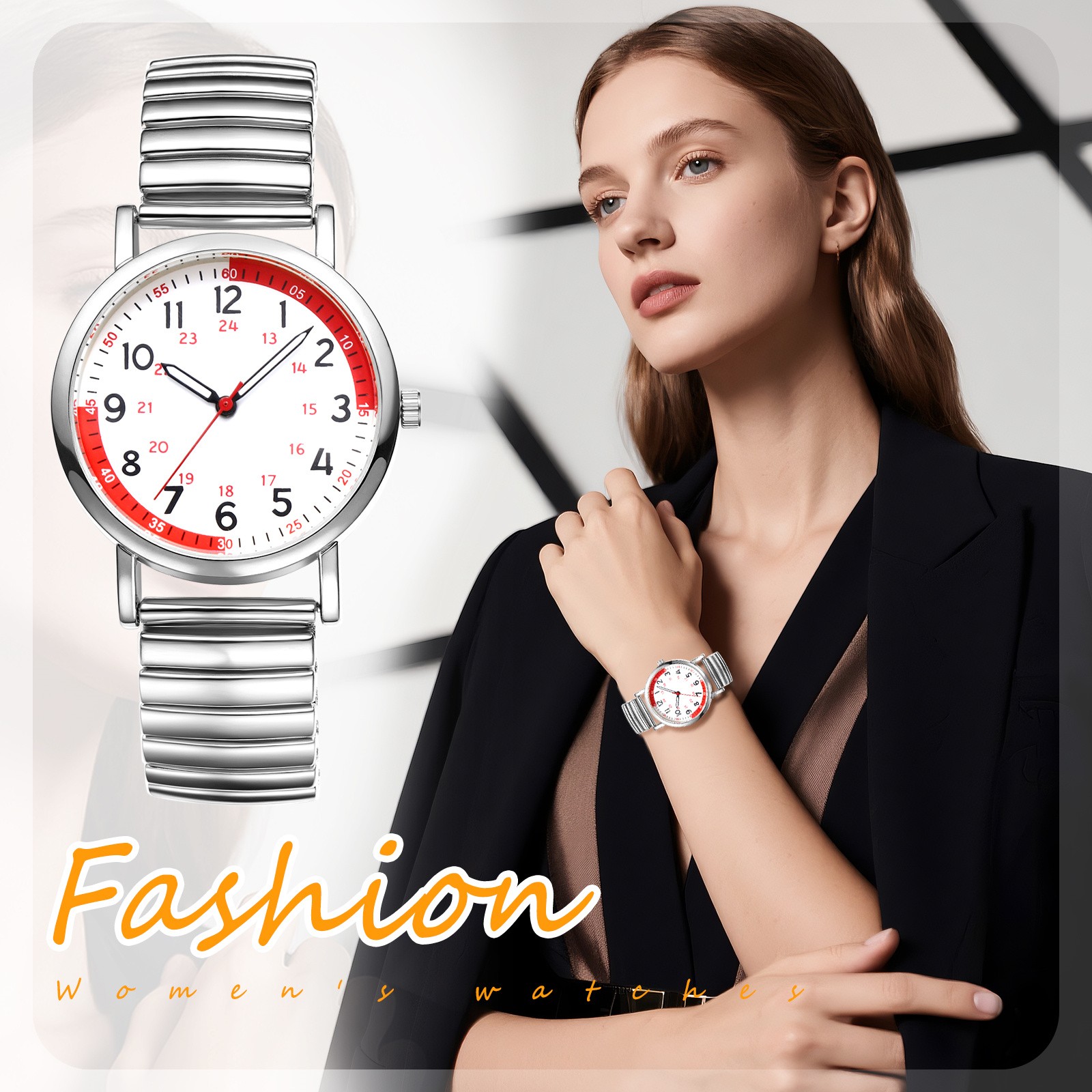 Pulse Calculation Medical Table Easy Reader 24H/12H Dial Elastic Strap Men Women