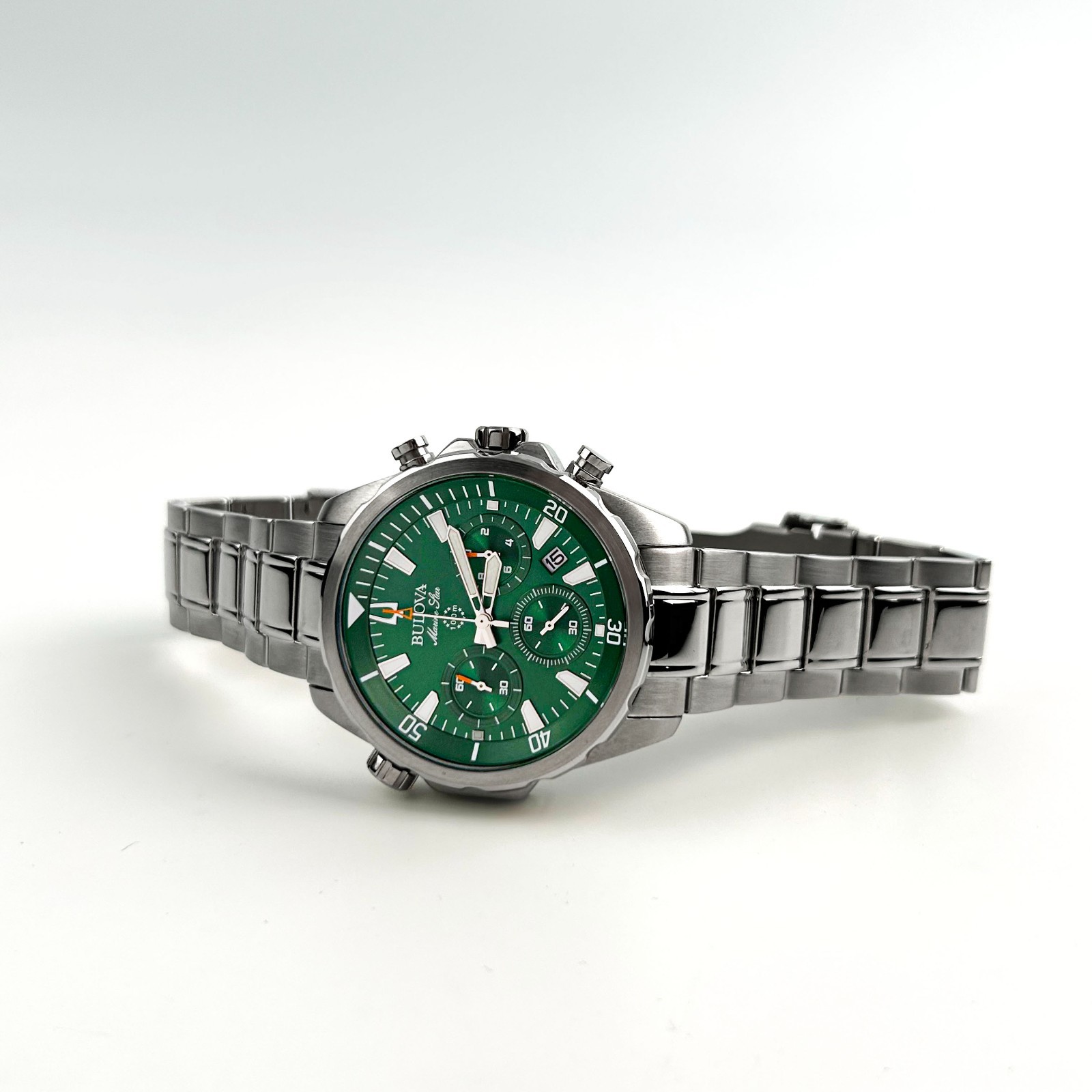 Bulova Marine Star 96B396 Men’s Classic Green Dial Chronograph Quartz Watch 43MM