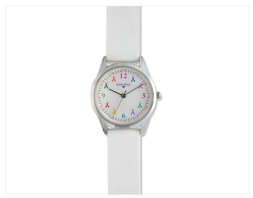Nurse Mates ribbons Awareness nurse watch water-resistant silicone strap – White