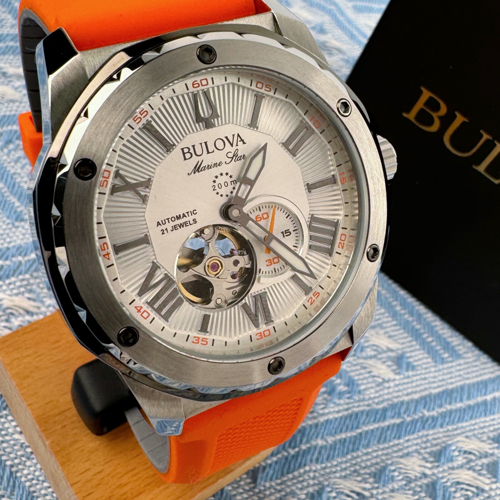 New Bulova Marine Star Automatic Men’s Watch Silver Dial 45mm/98A226