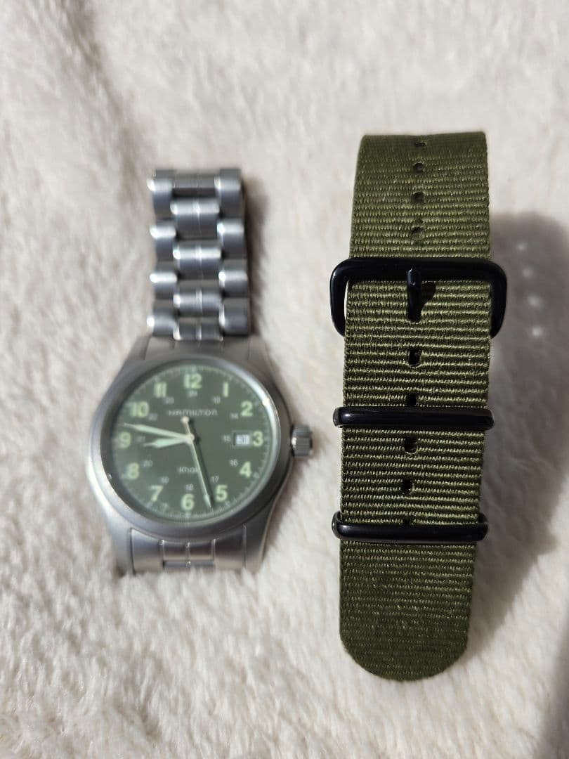 HAMILTON Khaki Field Watch Stainless Steel 42mm Olive Green Dial Date