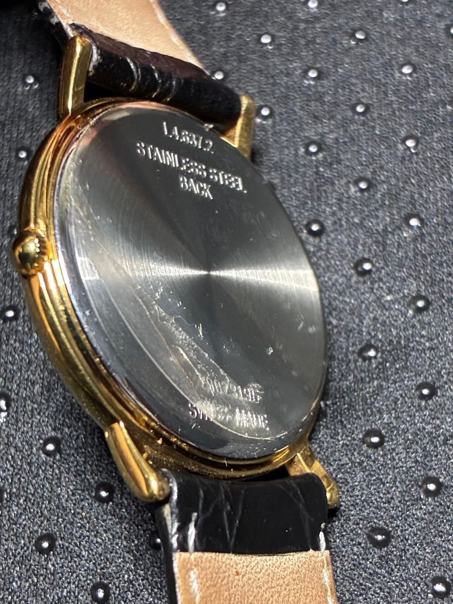 Longines Gold Dial Quartz Men’s Watch Black Leather Band Used