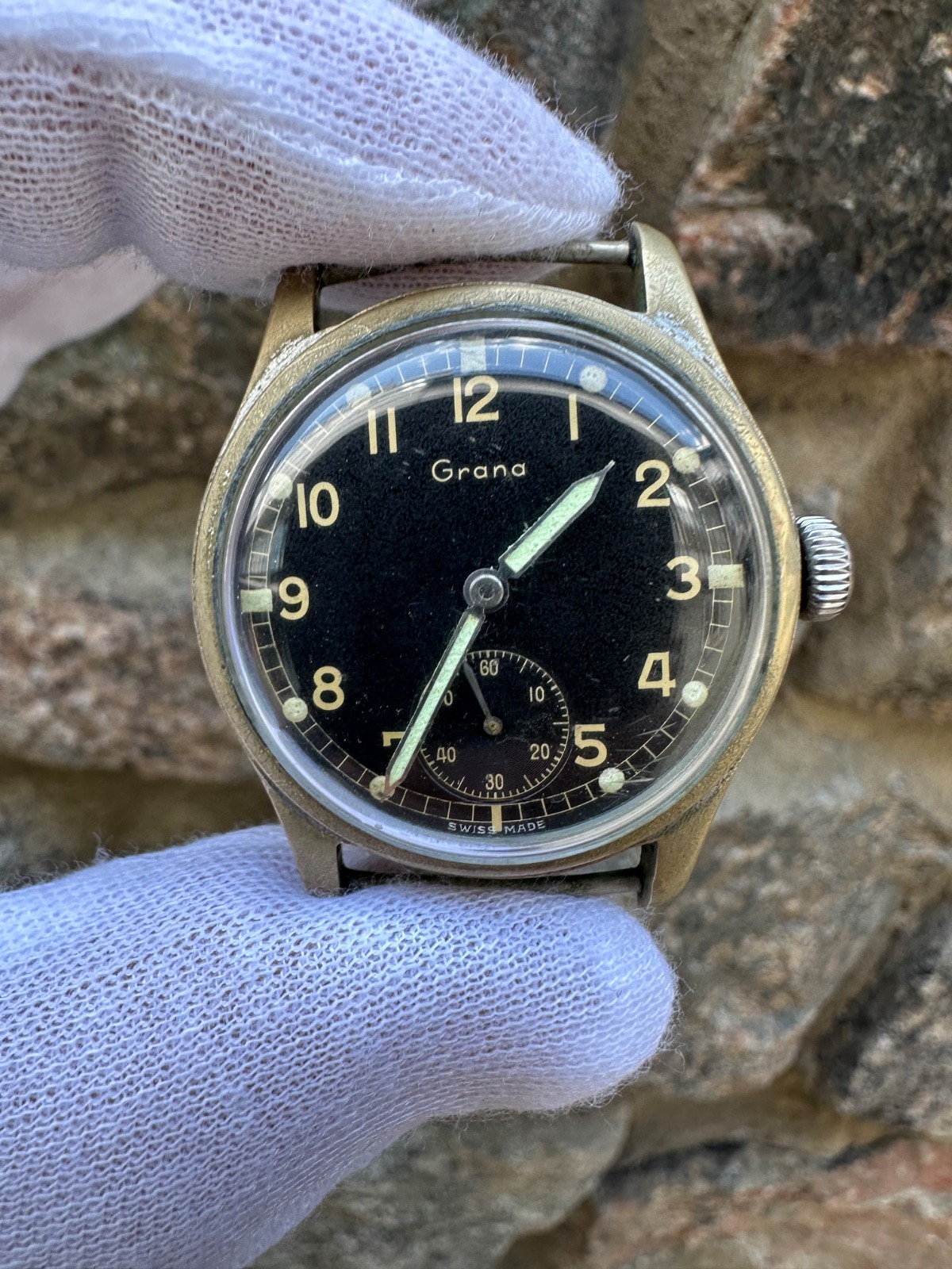 Mechanical Watch Grana DH Germany Wehrmachat WWII 40s’
