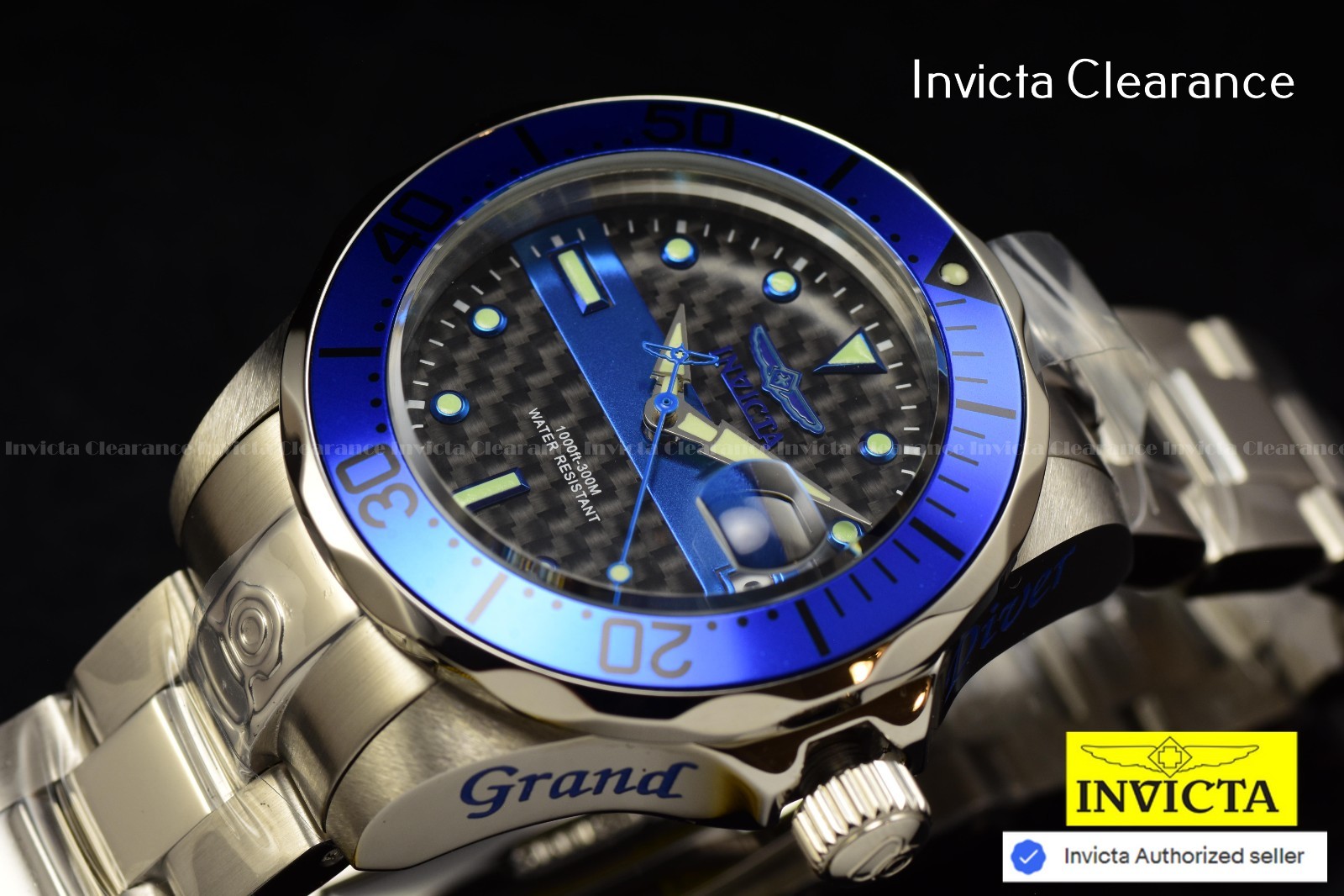 Invicta Pro Diver Mens Red Dial DUAL TIME Automatic Quartz Steel Watch 45814