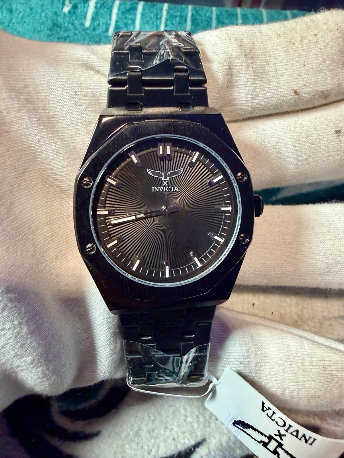 Invicta Men’s Octagon Black Sunburst Dial blacked out bracelet! HOT 🔥🔥🔥