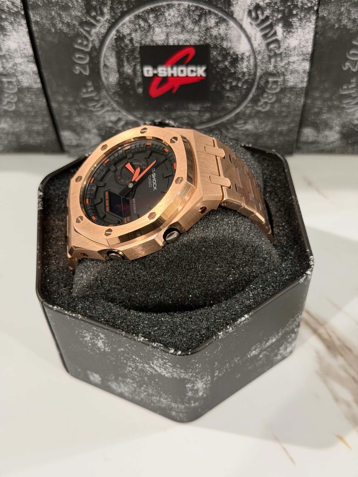 Casio GA-2100 G-Shock Watch – Sandblasted Metal Case Mod – Black Dial