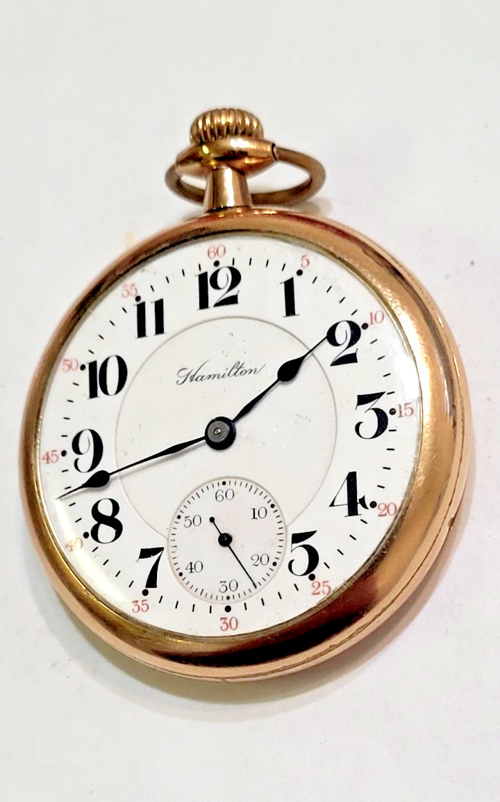 Antique 1917 Hamilton Railroad Grade 16s 21 Jewels GF Case Pocket Watch.