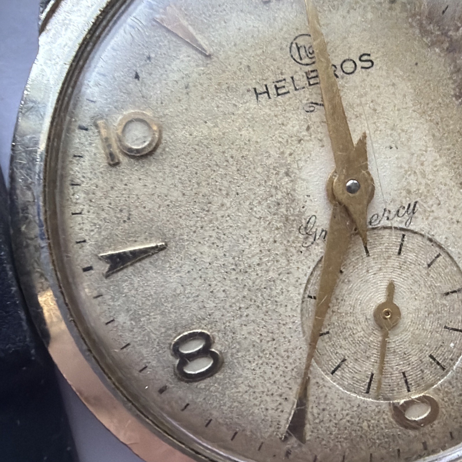 AV23 VTG Mechanical Wind Helbros 33mm Mens Watch Repairs Aluminum Case As Is**