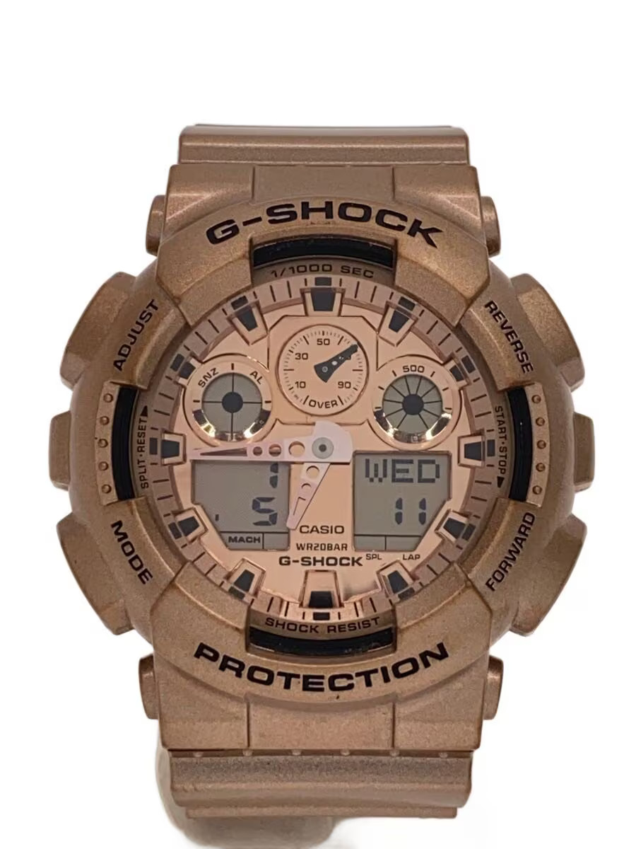 CASIO Quartz Wristwatch Digital Analog Rubber GLD GLD GA 100GD