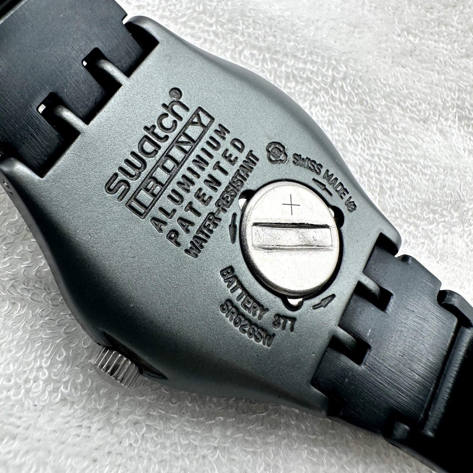 Swatch Irony Black Thought YLB7000AG Black Blue Dial Quartz Analog Watch