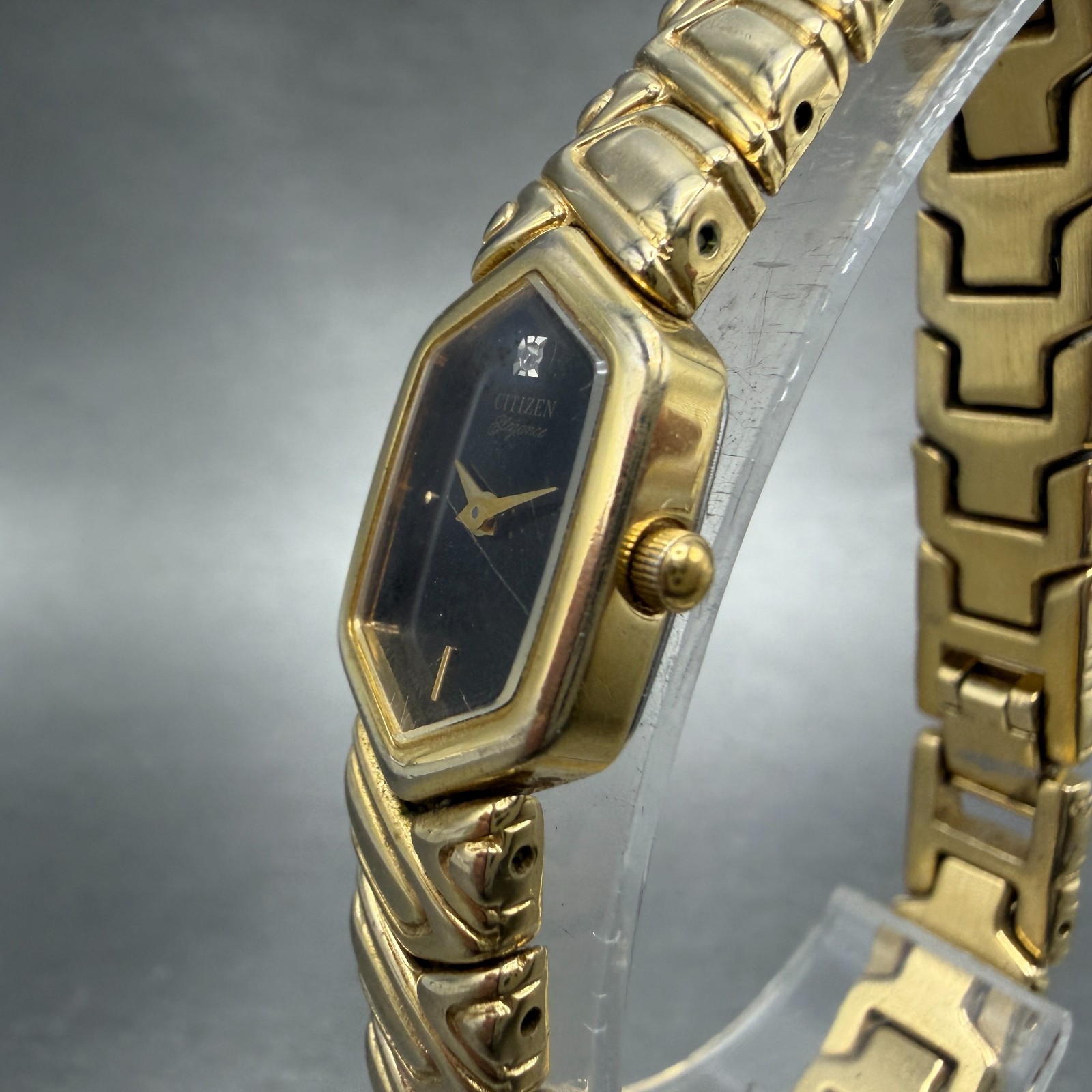Citizen Elegance Watch Women 14mm Black Dial gold Tone 5421-F42627 New Battery