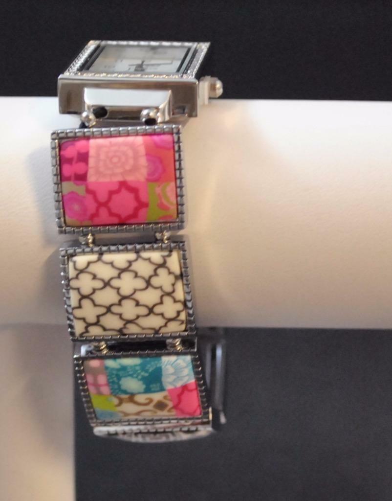 Jilzarah Blossom Square Watch Polymer Inlays Stretch Band Handmade Artisan P9