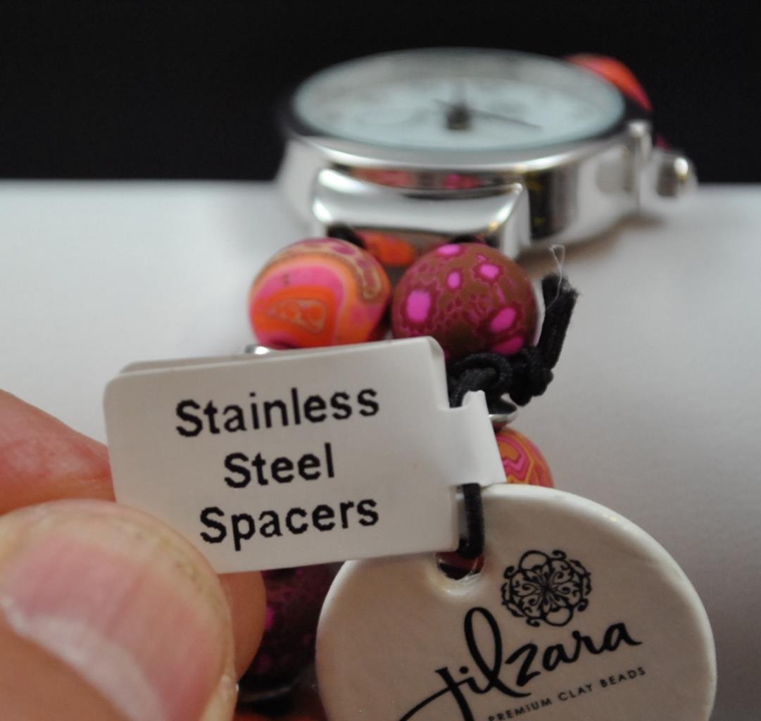 Jilzarah Morocco Round Watch Polymer Clay Beads Handcrafted Artisan Jewelry G4