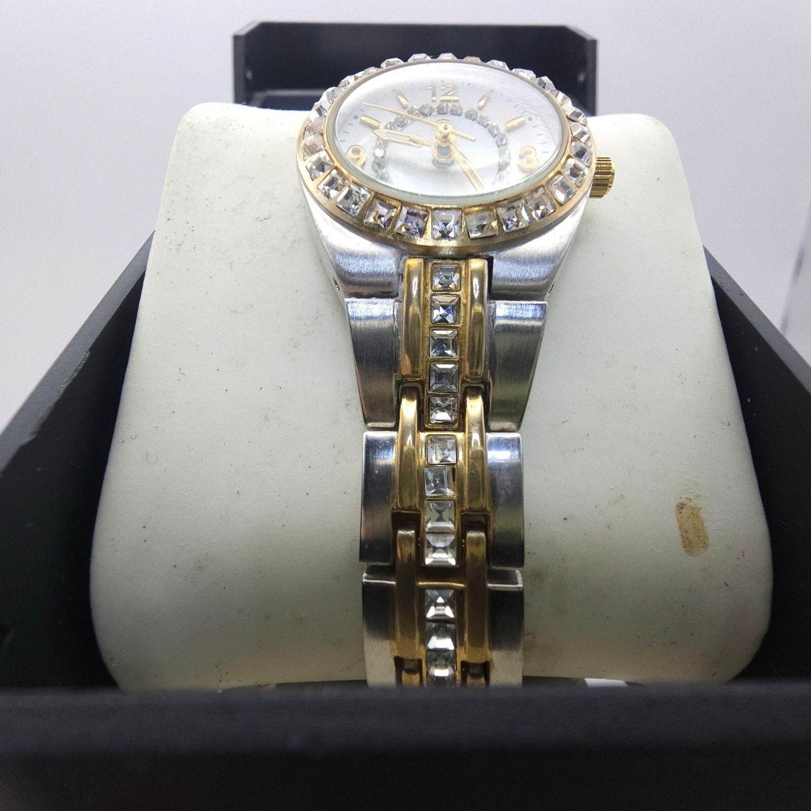 George Ladies Watch Two Tone Gold Silver Rhinestone Crystal Accent New With Box