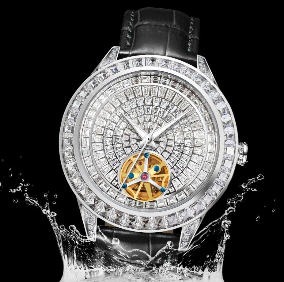 2024 PINDU men’s automatic mechanical watch diamond dial luminous hands luxury