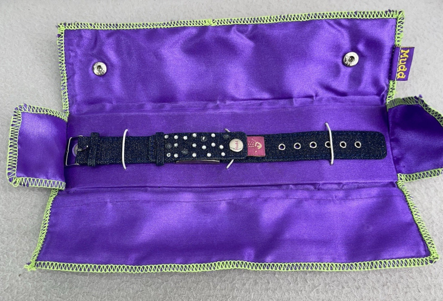 Vintage Y2K Mudd Denim Snap Watch Purple Case Over Face READ