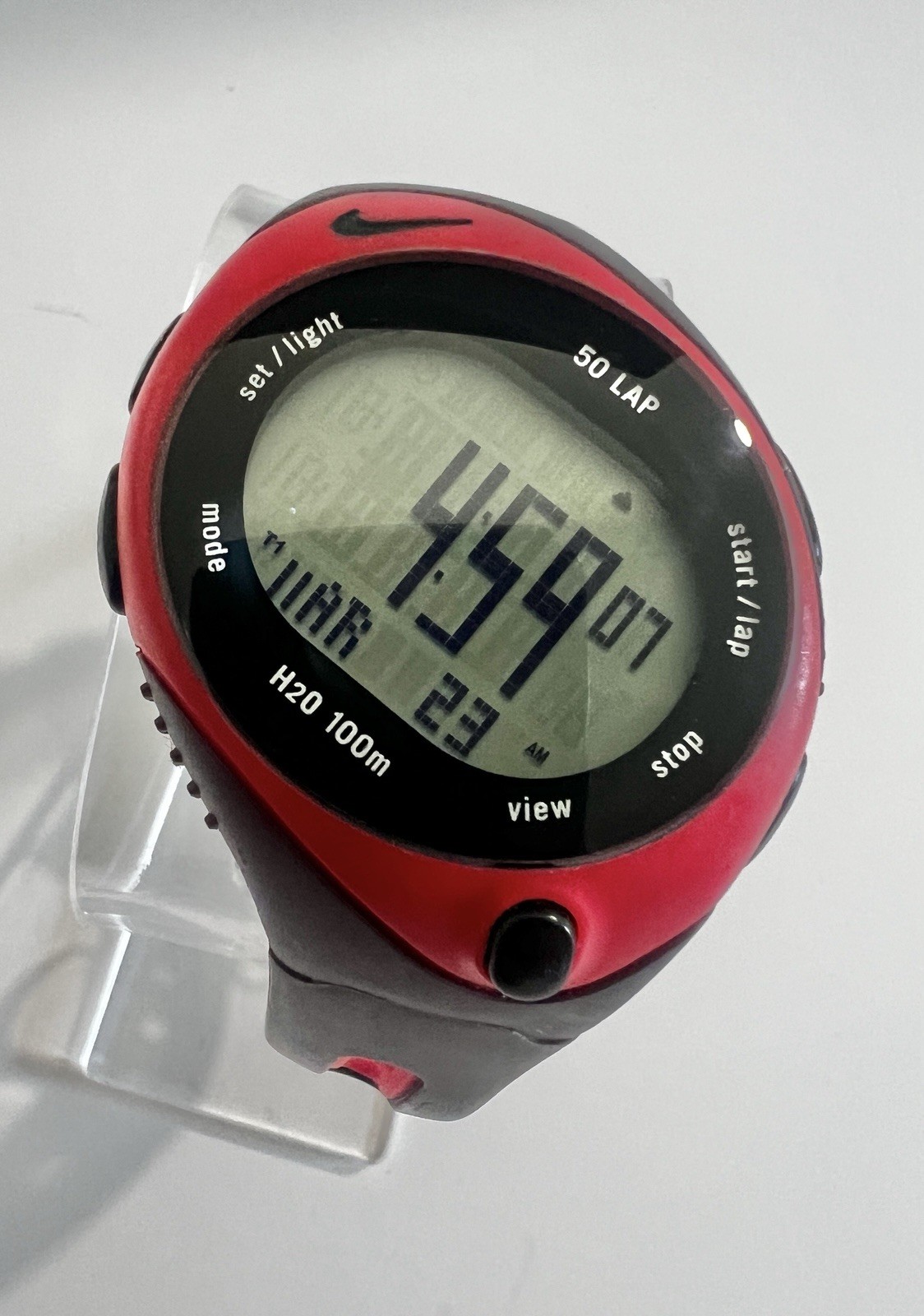 Nike Triax Speed Digital Watch 39mm Pink & Purple Bowerman WR0082 50 Lap Works