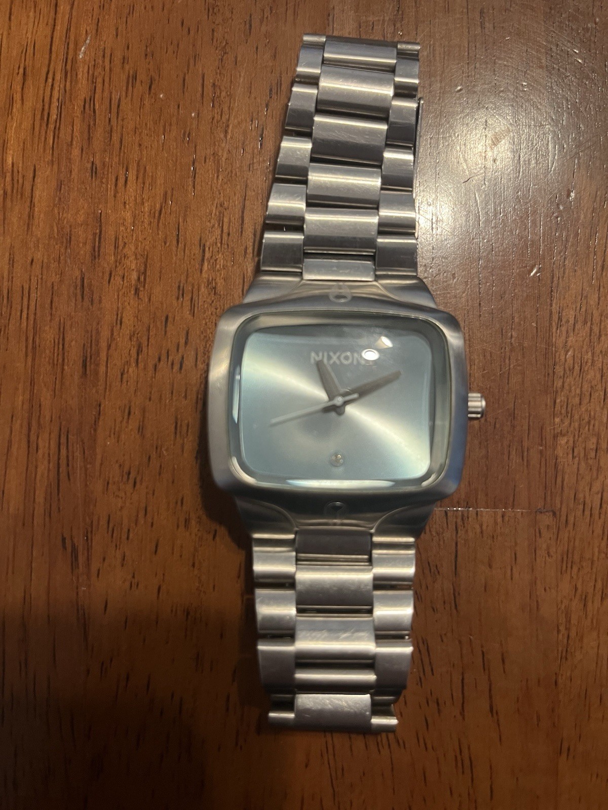 Nixon Player Stainless Steel Analog Watch Blue Sunburst Dial Square Case