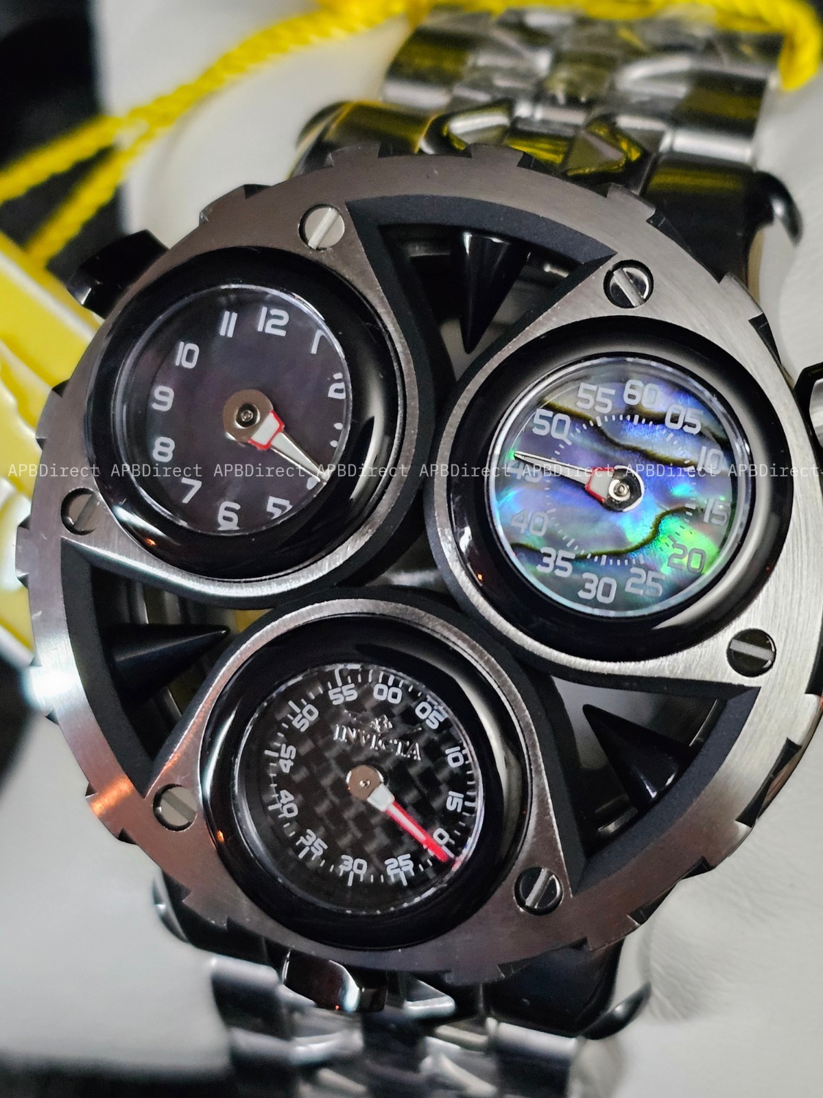 Invicta – CERBERUS – Tri 3 Movements Carbon Fiber Abalone MOP Dials mens watch