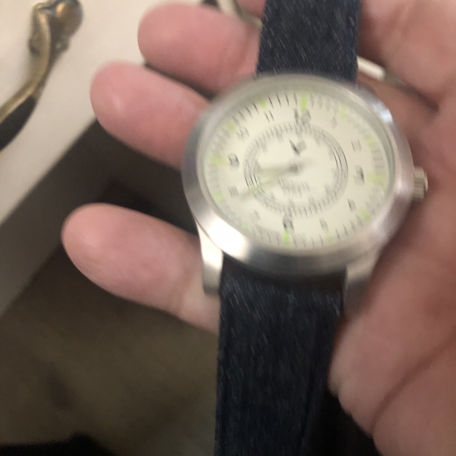 American Eagle Outfitters AEO Watch Domed Mineral Crystal Denim Strap
