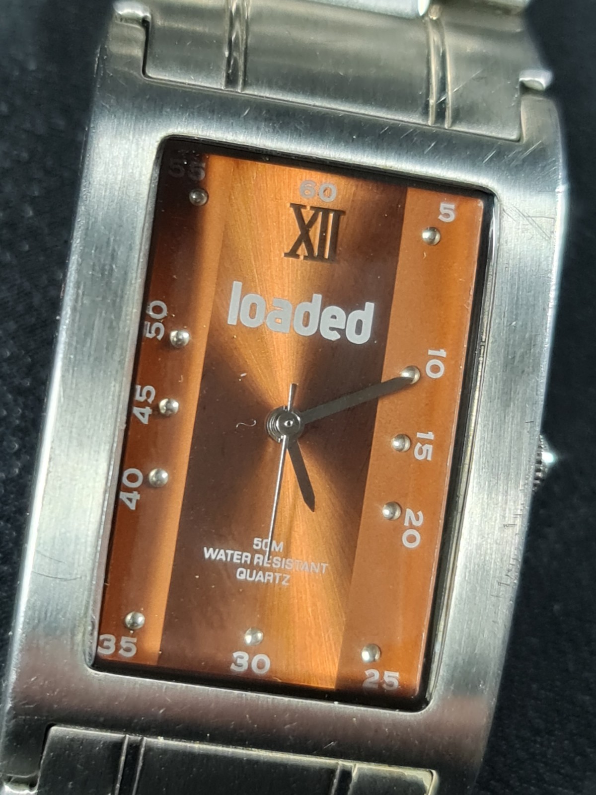 Gents Loaded Quartz Watch with Silver Metal Strap, 3 Fold Safety Clasp vgc