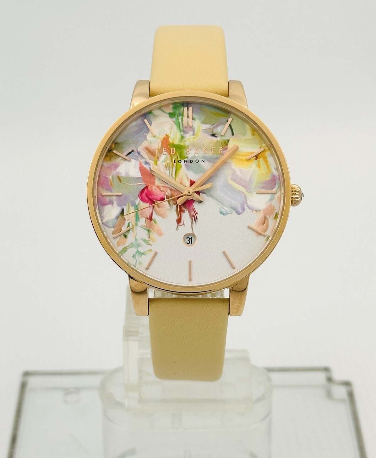 Ted Baker Women’s TE10026453 Multicolour Dial Cream LeatherStrap Rose Gold Watch
