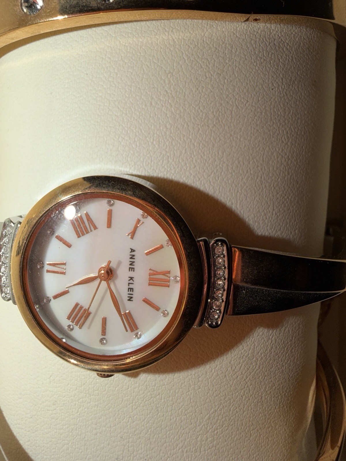 Anne Klein Rose Gold-Tone Diamond Dial Watch & Bangle Bracelet Set – New in Box