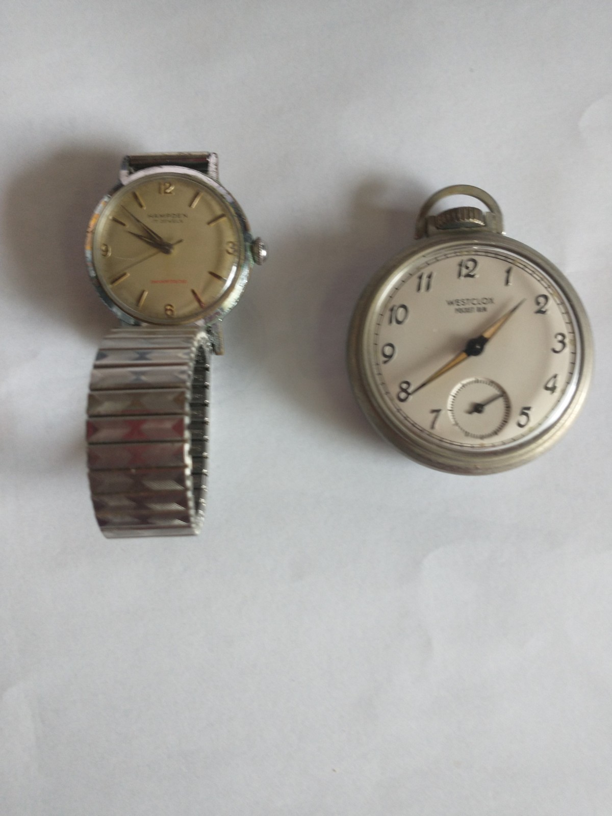 Westclox Pocket Watch (Untested) & Hamden Wristwatch (Untested)+ Free Gift