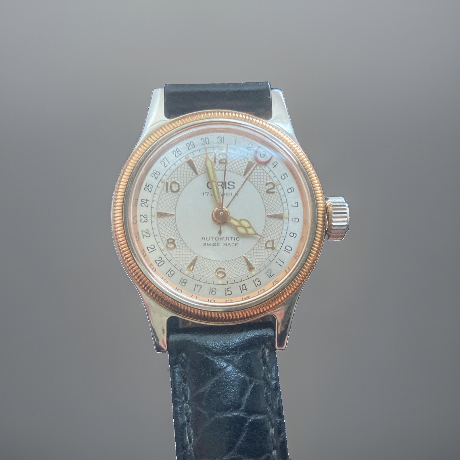 Oris Big Crown Pointer Date Auto Swiss Made White Dial Black Leather Strap