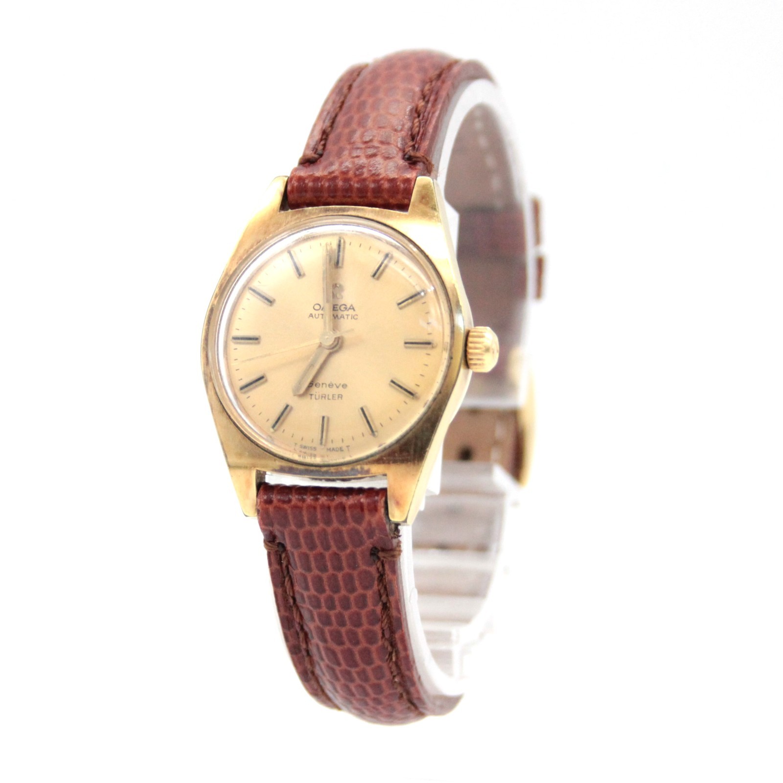 OMEGA Geneve TURLER Double Name 565.012 Gold 24mm Automatic Women’s JAPAN A503