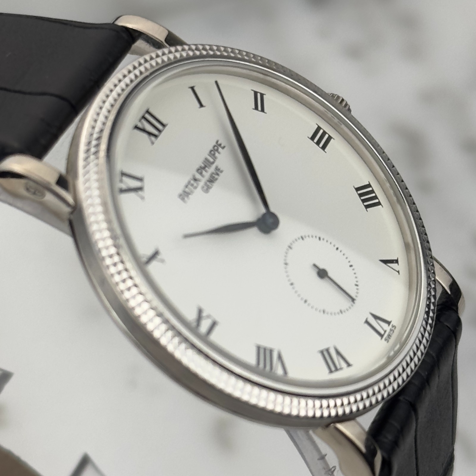 Patek Philippe Calatrava White Gold Men’s Watch 3919G Original Strap Buckle