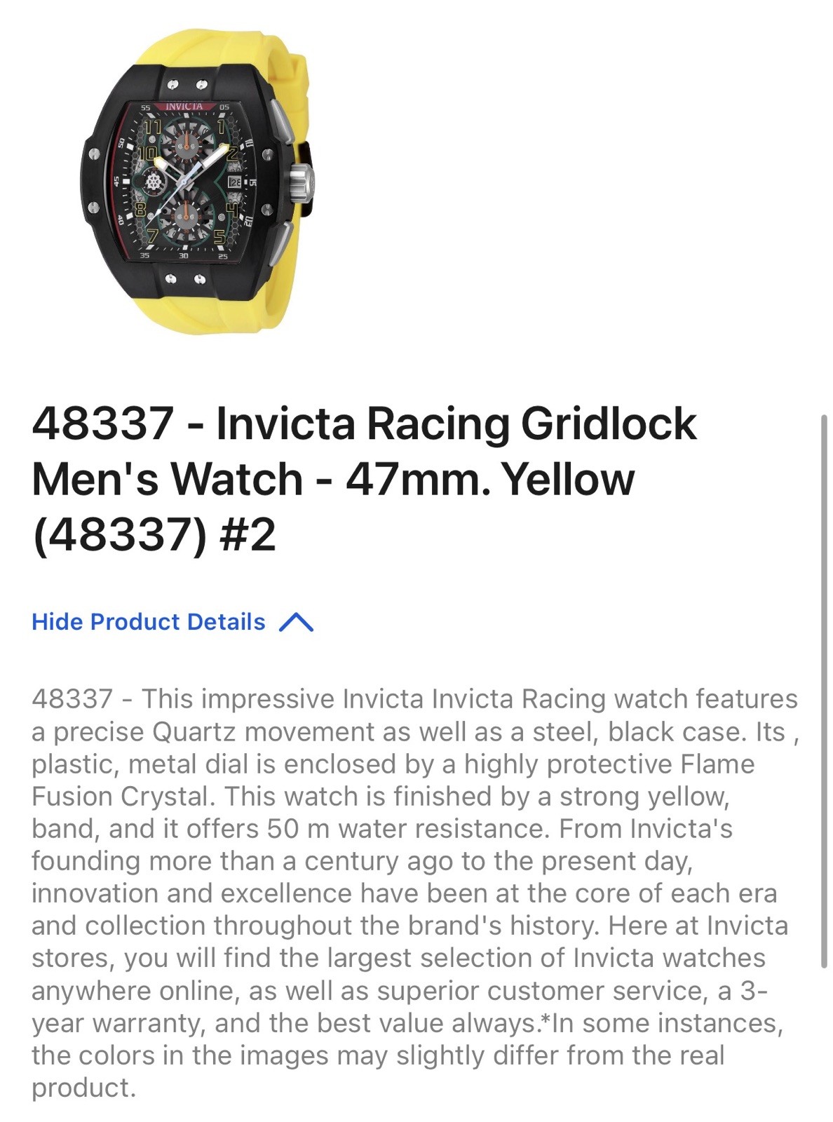 🔥Invicta Racing Gridlock Yellow Dial Men’s Watch 48337 🔥$159 @ Costco