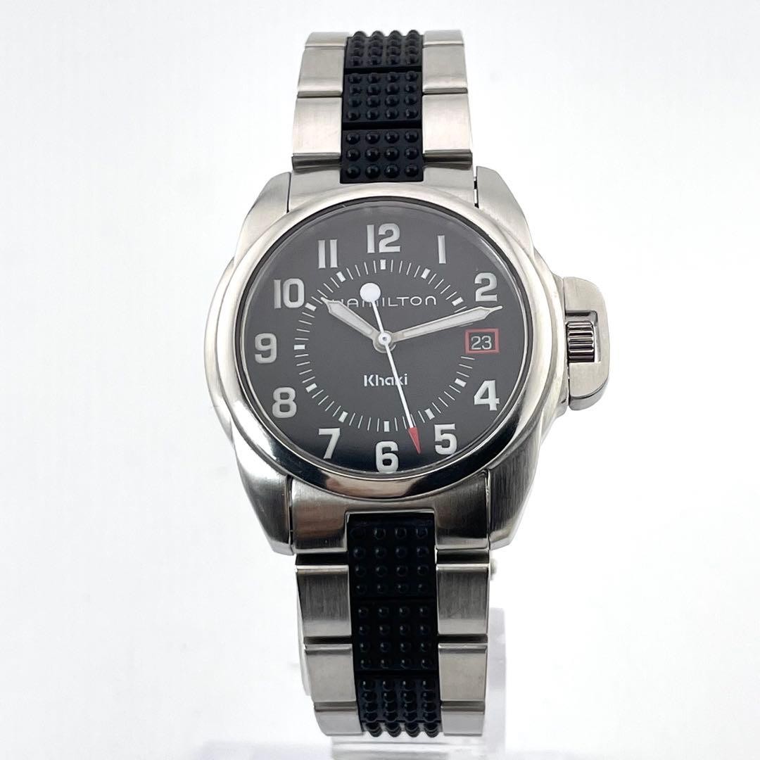 HAMILTON Wristwatch Khaki Stainless Steel Quartz Black Authentic From Japan