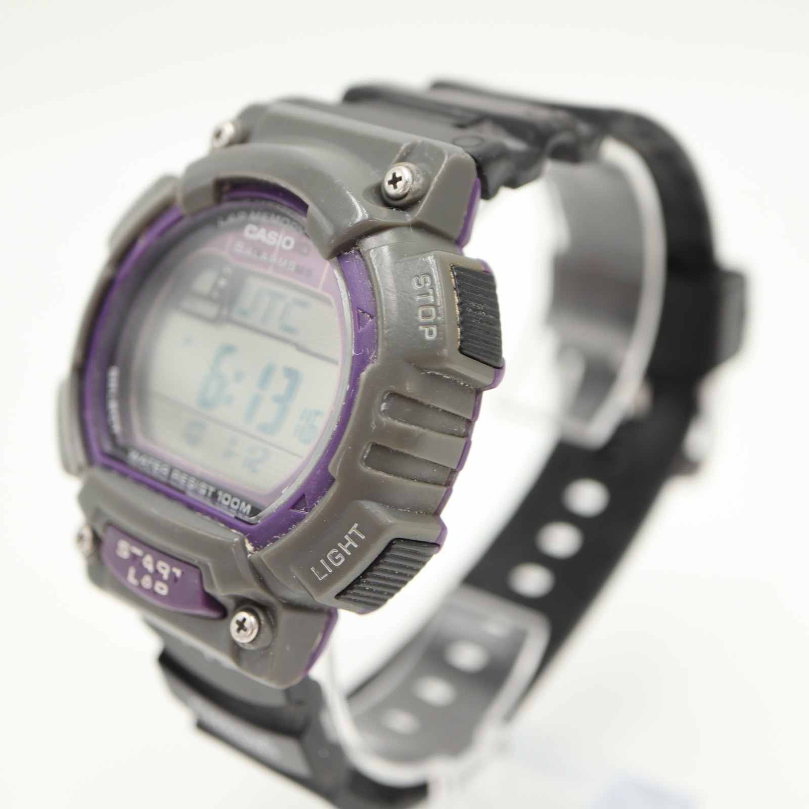 Casio STL-S100H Gray Purple Black Digital 45mm Watch Alarm Chrono w New Battery