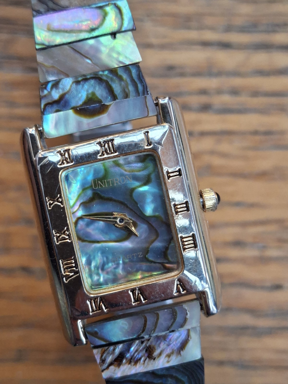 Unitron all abalone dial and bracelet ladies watch